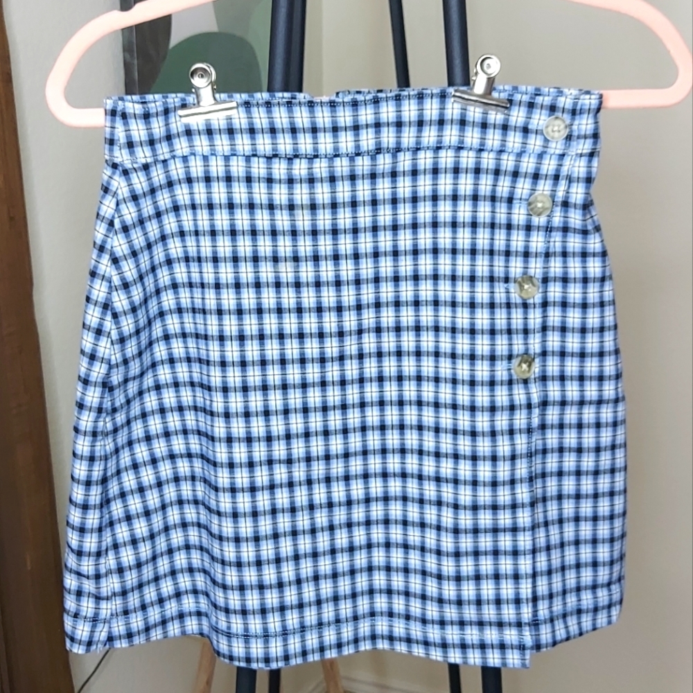 Hollister Blue Plaid Mini Skirt